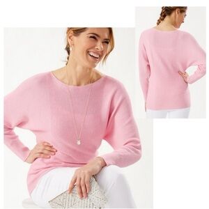 Tommy Bahama knit dolman bat sleeves boat neckline pullover sweater pink size M